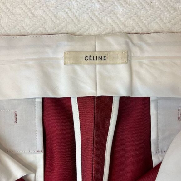 Vintage Celine Women’s 40 US 12 Red Silk Pleated Dress Pants Cropped Pockets - Picture 4 of 13